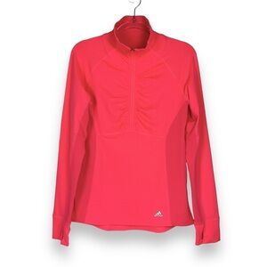 Adidas Shirt Half Zip Neon Coral Pullover Lightweight Athletic‎ Climacool Top S